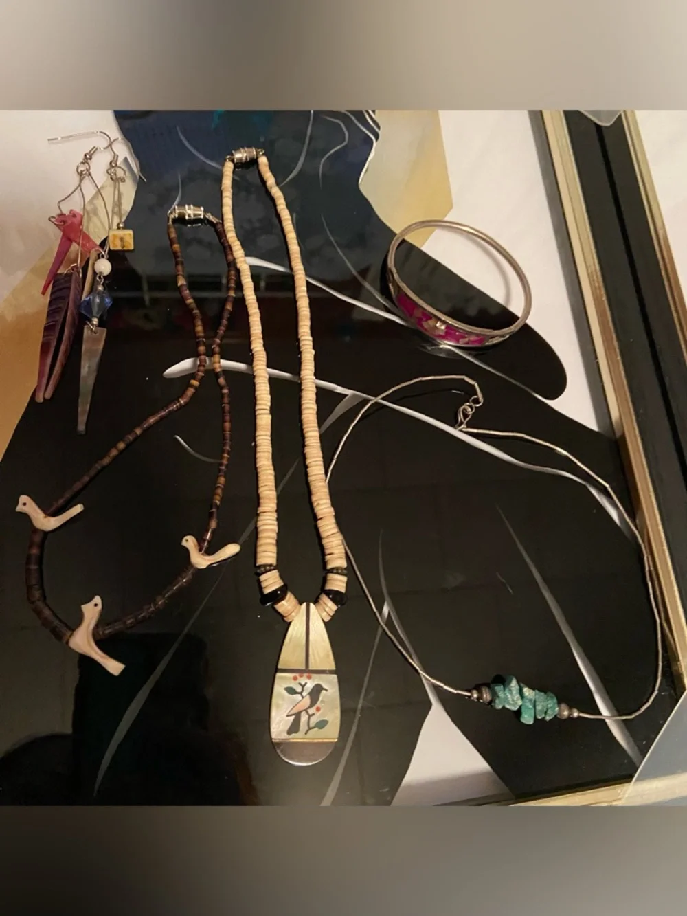 Vintage Native American- 3Necklaces, 1Bracelet, &1 pair Earrings #100